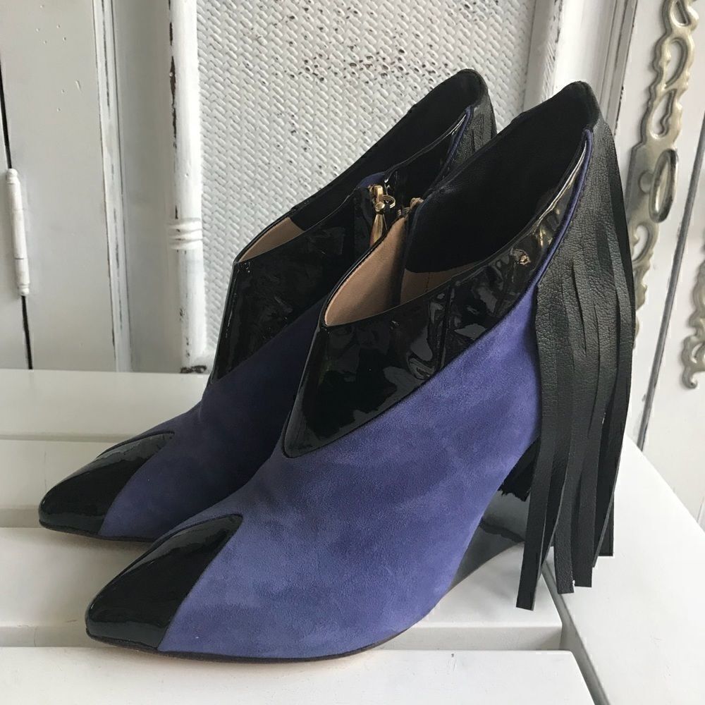 PURPLE SUEDE BRAZILIAN FRINGE  WEDGES